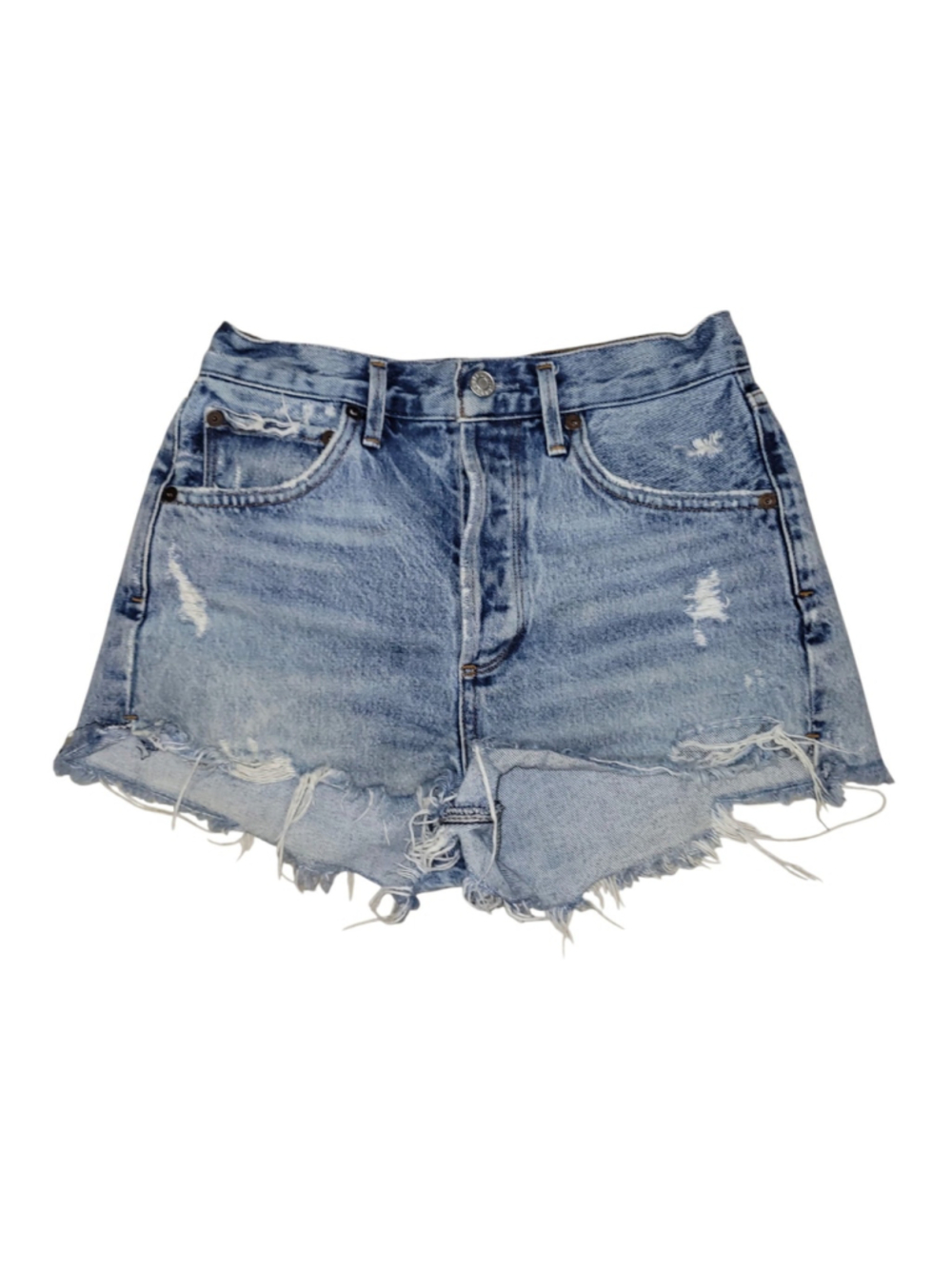 AGOLDE Parker Cut Off Denim Shorts Medium Wash Distressed Jean Cotton Women's 25